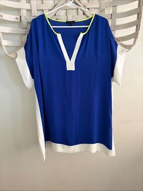 J. Crew Royal Blue Tunic with White Trim and Neon Accent